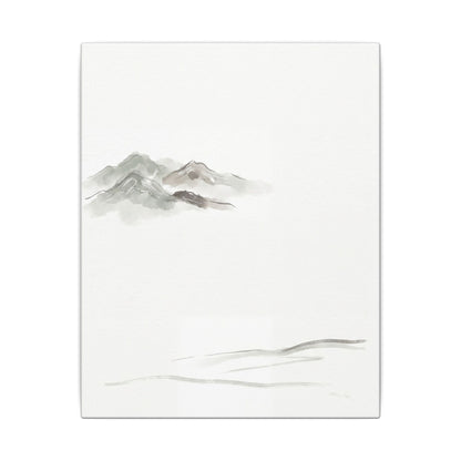 Winter Mountain Mist Minimal Line Canvas Art | Elegant Decor