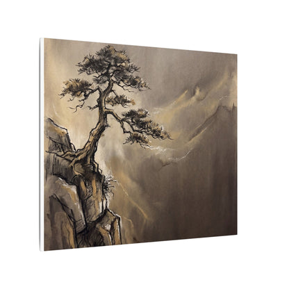 Pine Tree Charcoal Ink Canvas Art | Luxurious Dark Japandi Art