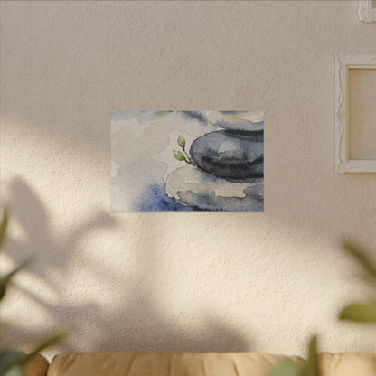 River Stones Watercolor Canvas Art | Cozy Japandi Art