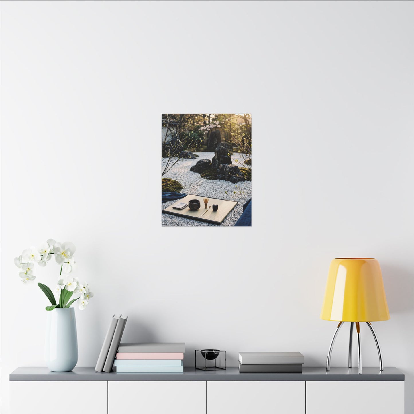 Zen Tea Ceremony in Golden Hour | Karesansui Canvas Art