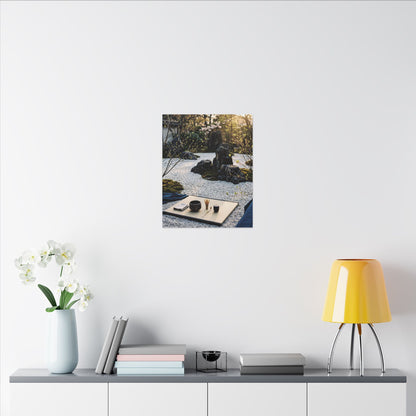Zen Tea Ceremony in Golden Hour | Karesansui Canvas Art
