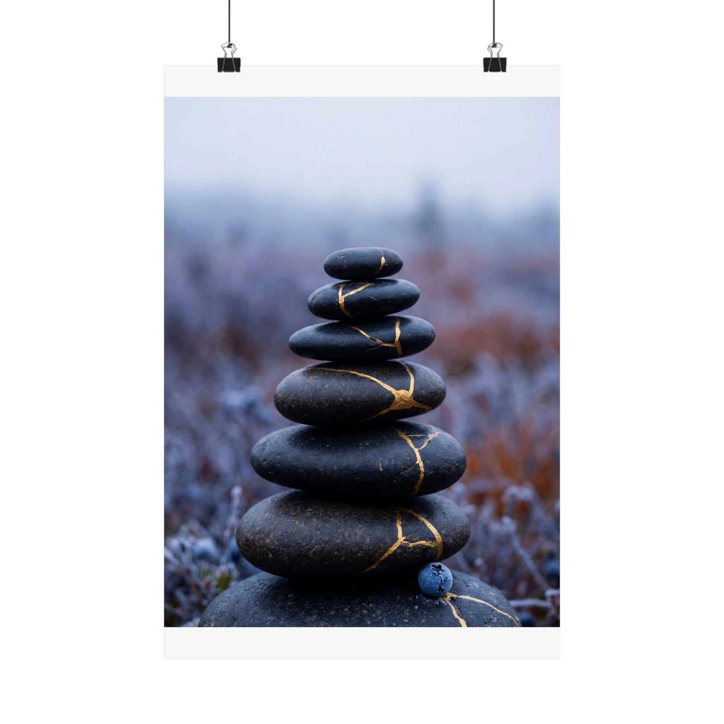 Kintsugi River Stones in Overcast | Broken Beauty Wall Art Print Art Print