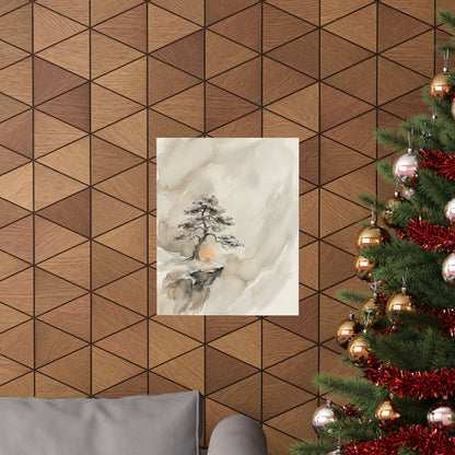 Warm Pine Tree Wall Art Print - Watercolor Japandi