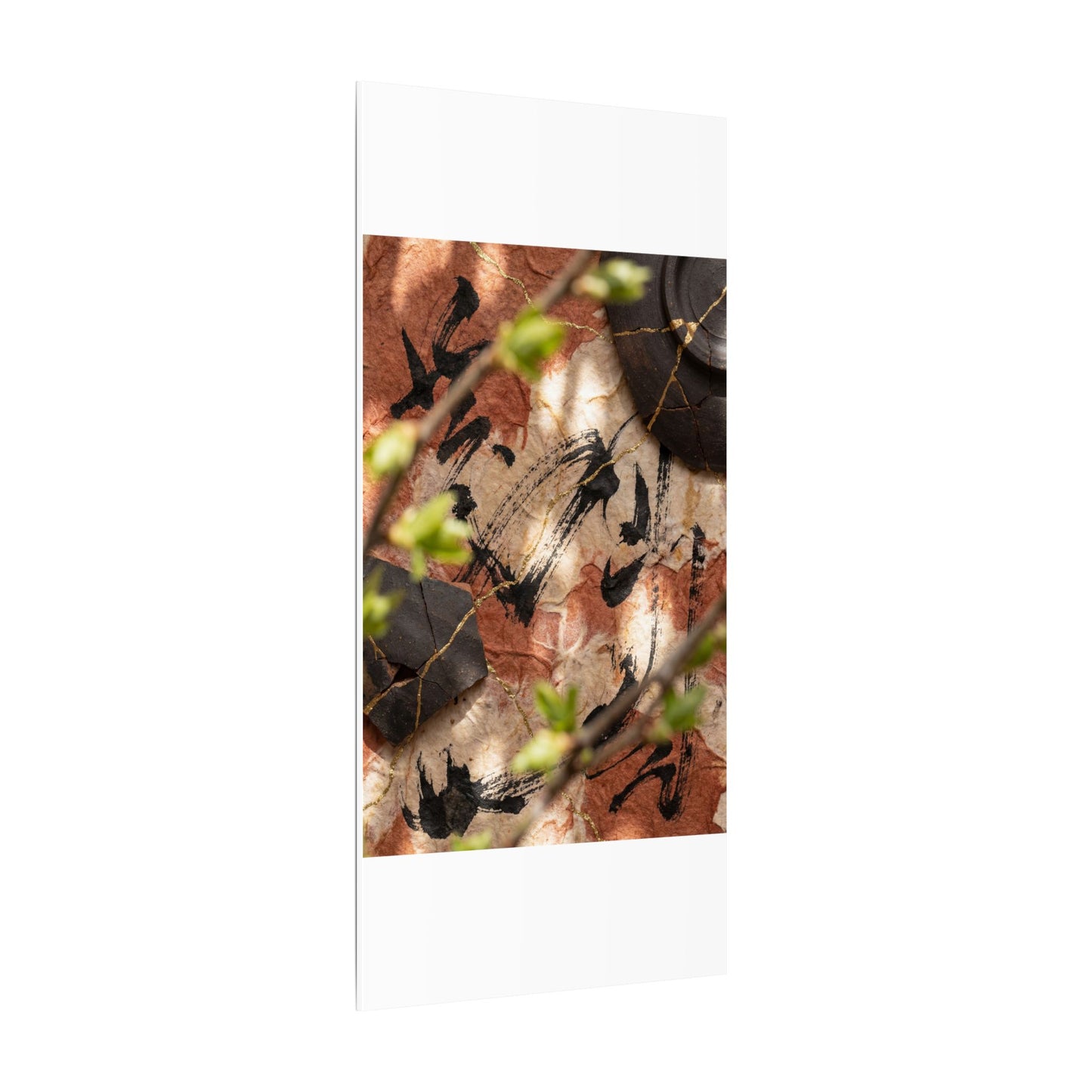 Datsuzoku Ink Brushstroke Canvas Art - Kintsugi Gold Repair
