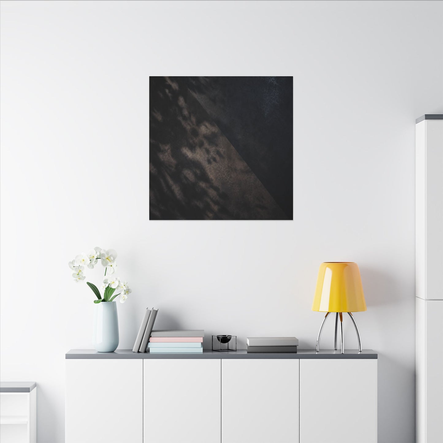 Shadow Play Winter Canvas Art | Dark Japandi Moody Design