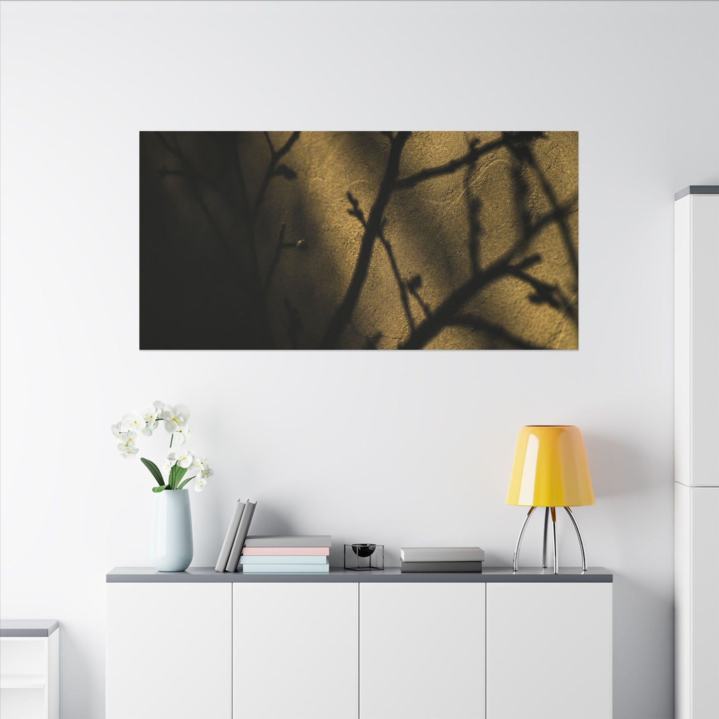 Golden Hour Shadow Play Canvas Art - Dark Japandi Seijaku