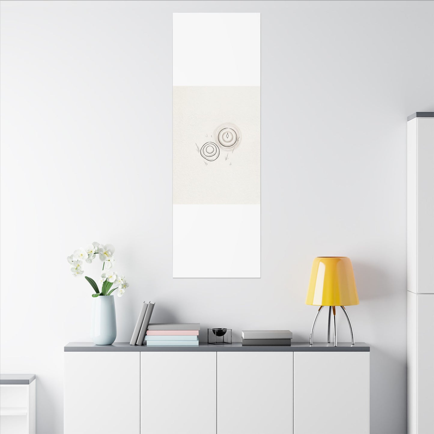 River Stones Canvas Art | Winter Japandi Minimal Line Art
