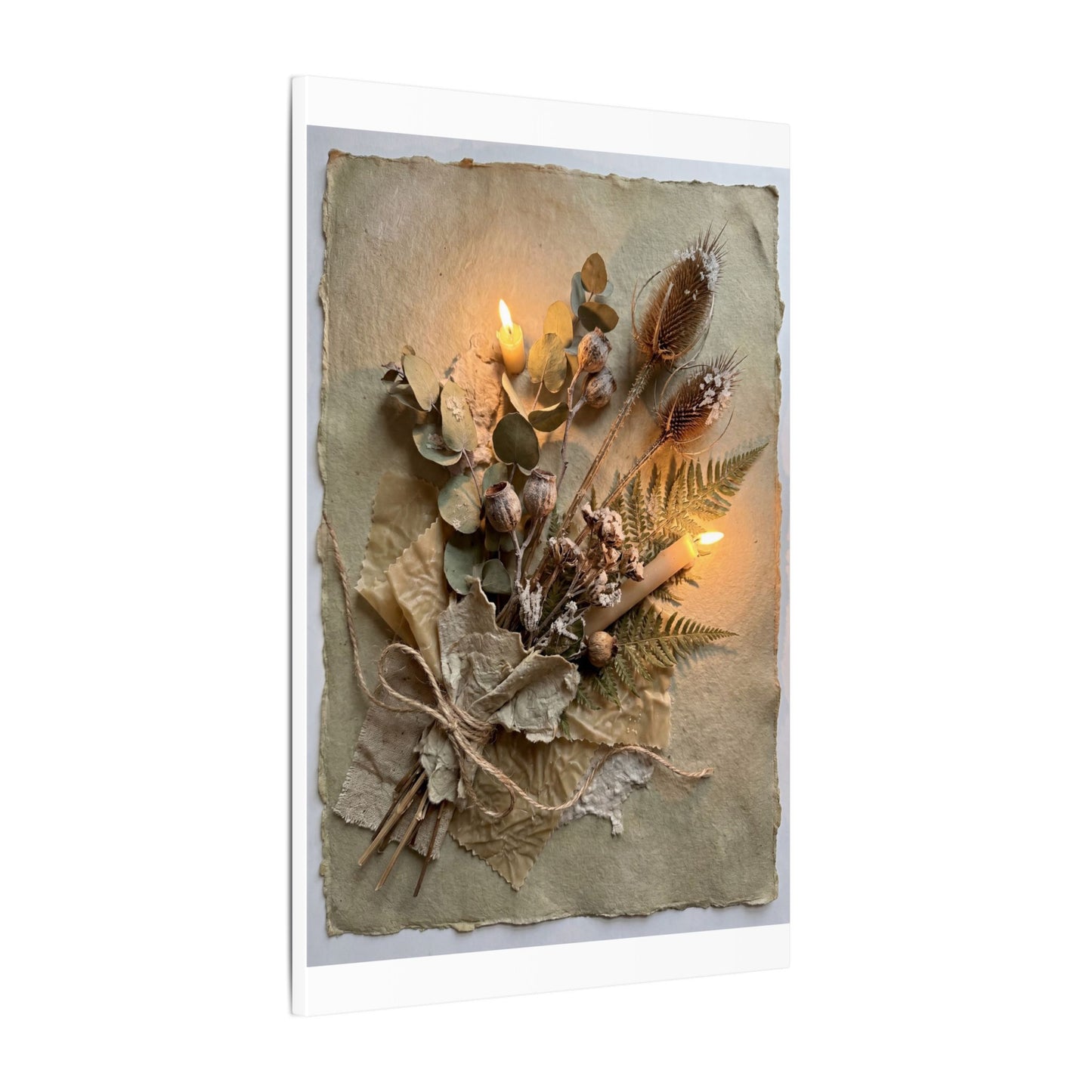 Dried Flowers Texture Canvas Art | Warm Japandi Art