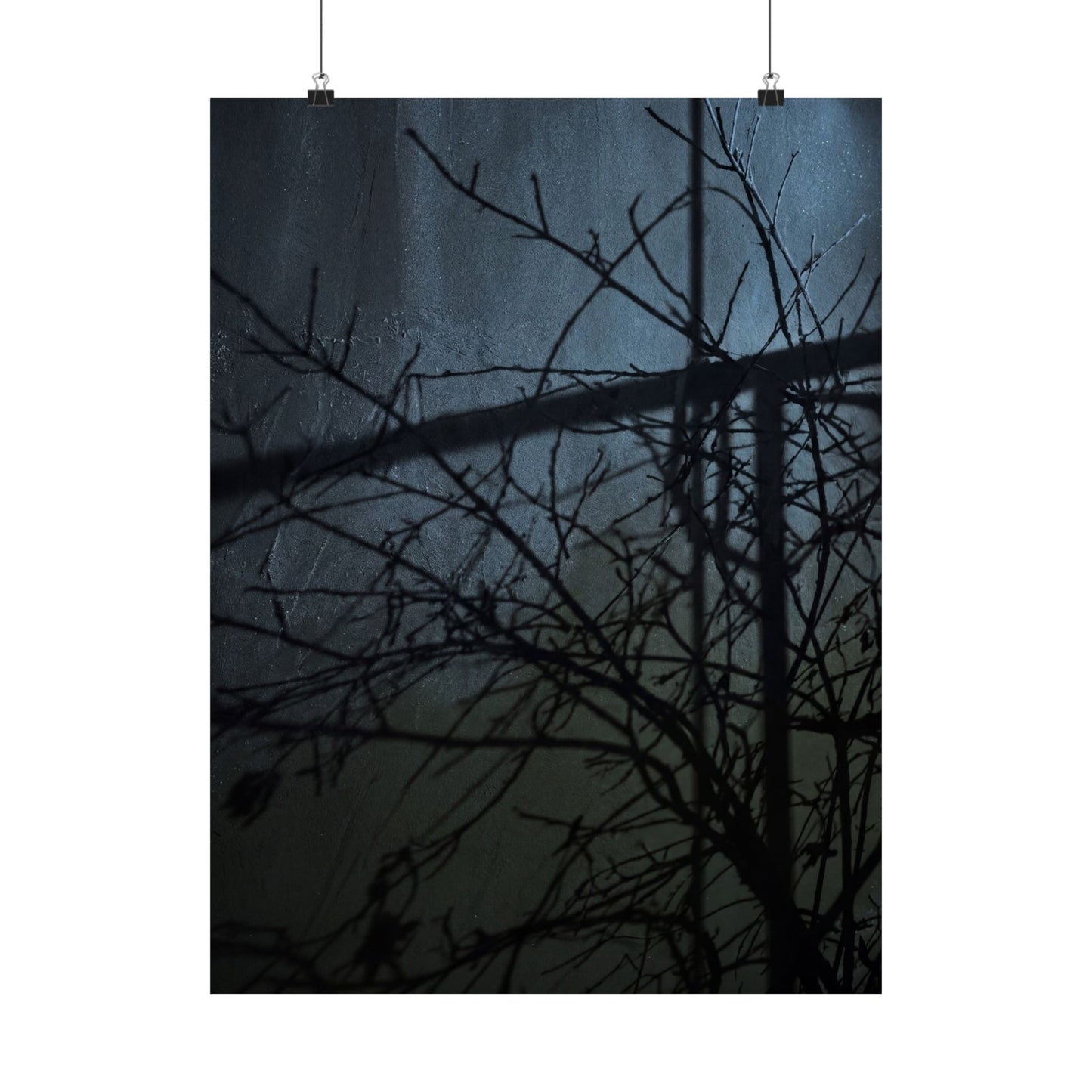 Shadow Play Winter Wall Art Print | Dark Japandi Luxurious Design