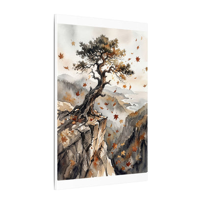 Autumn Pine Tree Watercolor Canvas Art | Warm Decor