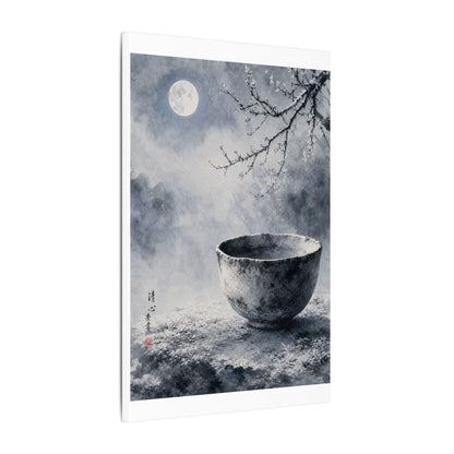 Seijaku Ceramic Bowl Canvas Art - Zen Sumi E