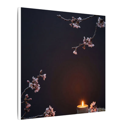 Dark Japandi Cherry Blossom in Candlelight | Moody Minimal Canvas Art
