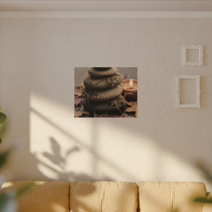 River Stones Canvas Art | Autumn Japandi Texture Art