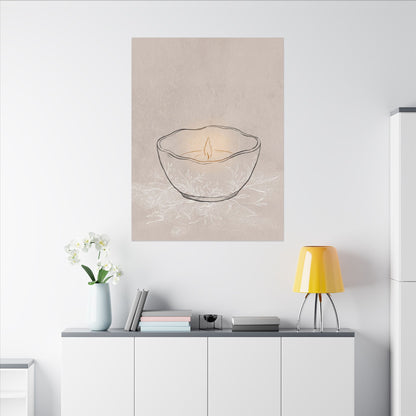 Ceramic Bowl Minimal Line Canvas Art | Neutral Japandi Art
