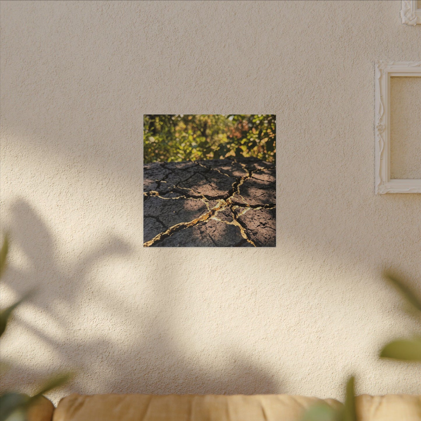 Shibui Cracked Earth Canvas Art - Kintsugi Gold Repair