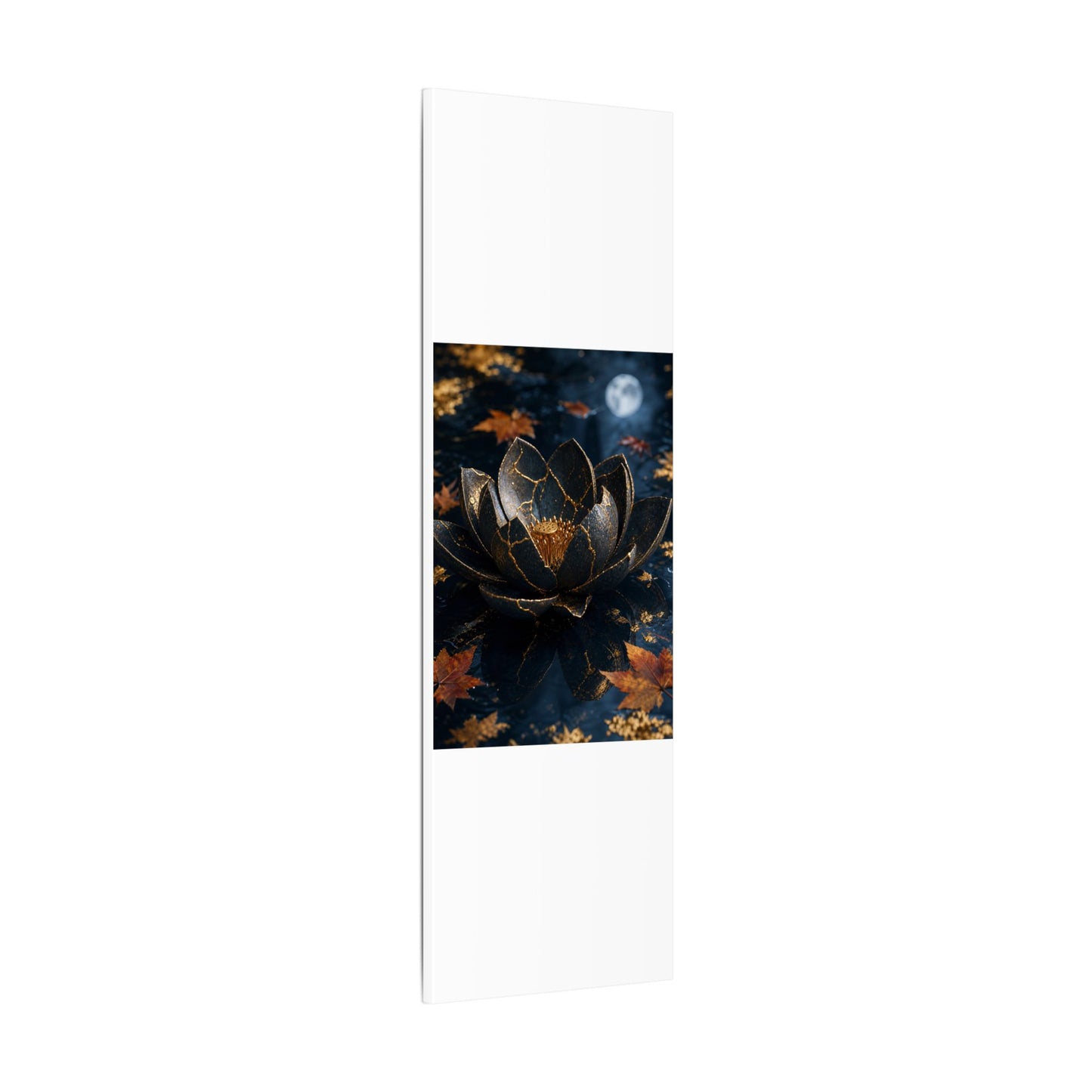 Moonlight Lotus Flower Canvas Art - Kintsugi Fukinsei