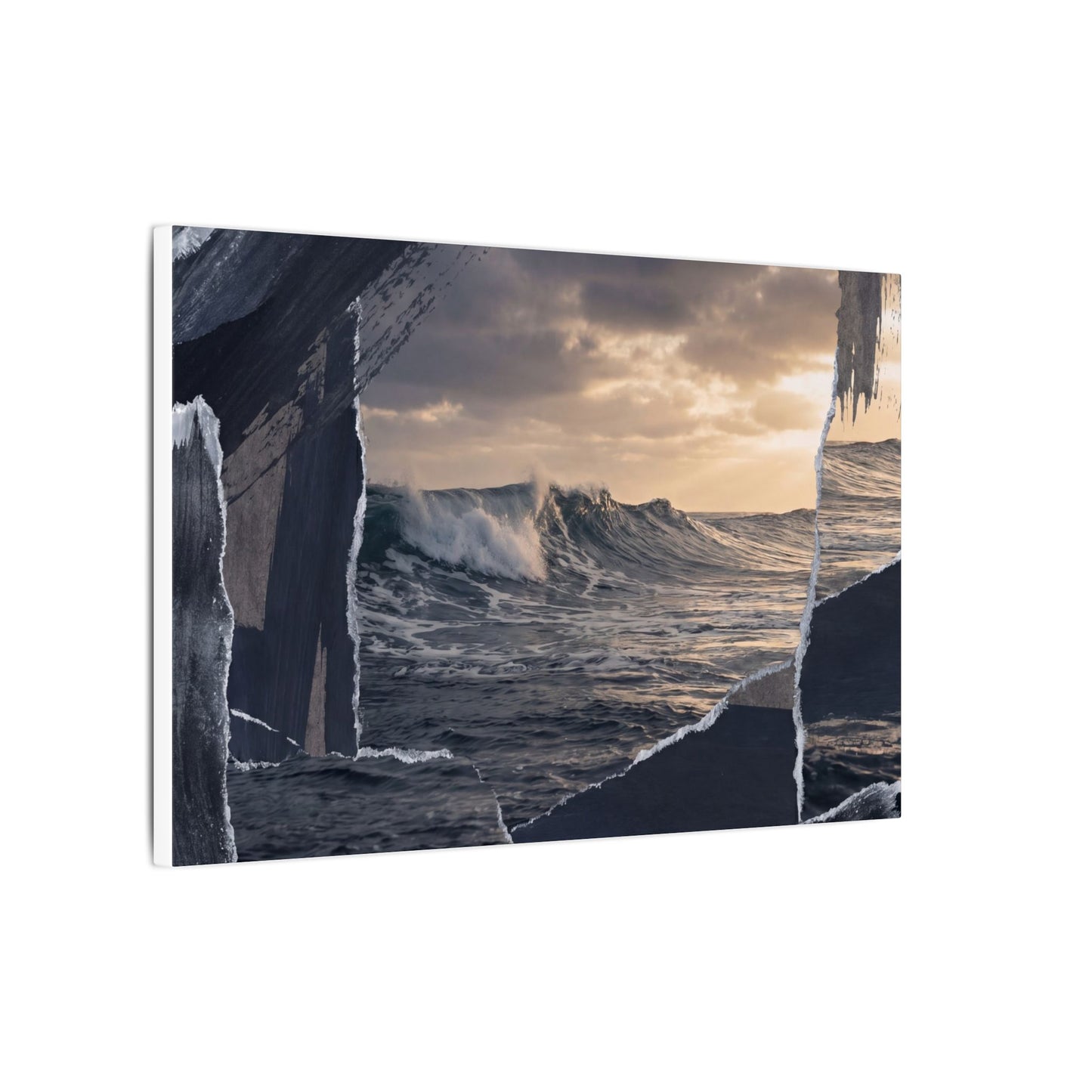 Fukinsei Ocean Wave Canvas Art - Dark Japandi Shadow Zen