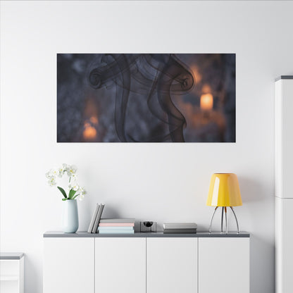 Incense Smoke Winter Canvas Art | Dark Japandi Sophisticated Design