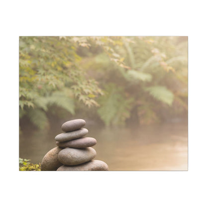 Cozy River Stones Canvas Art - Japanese Pattern Japandi Art Print