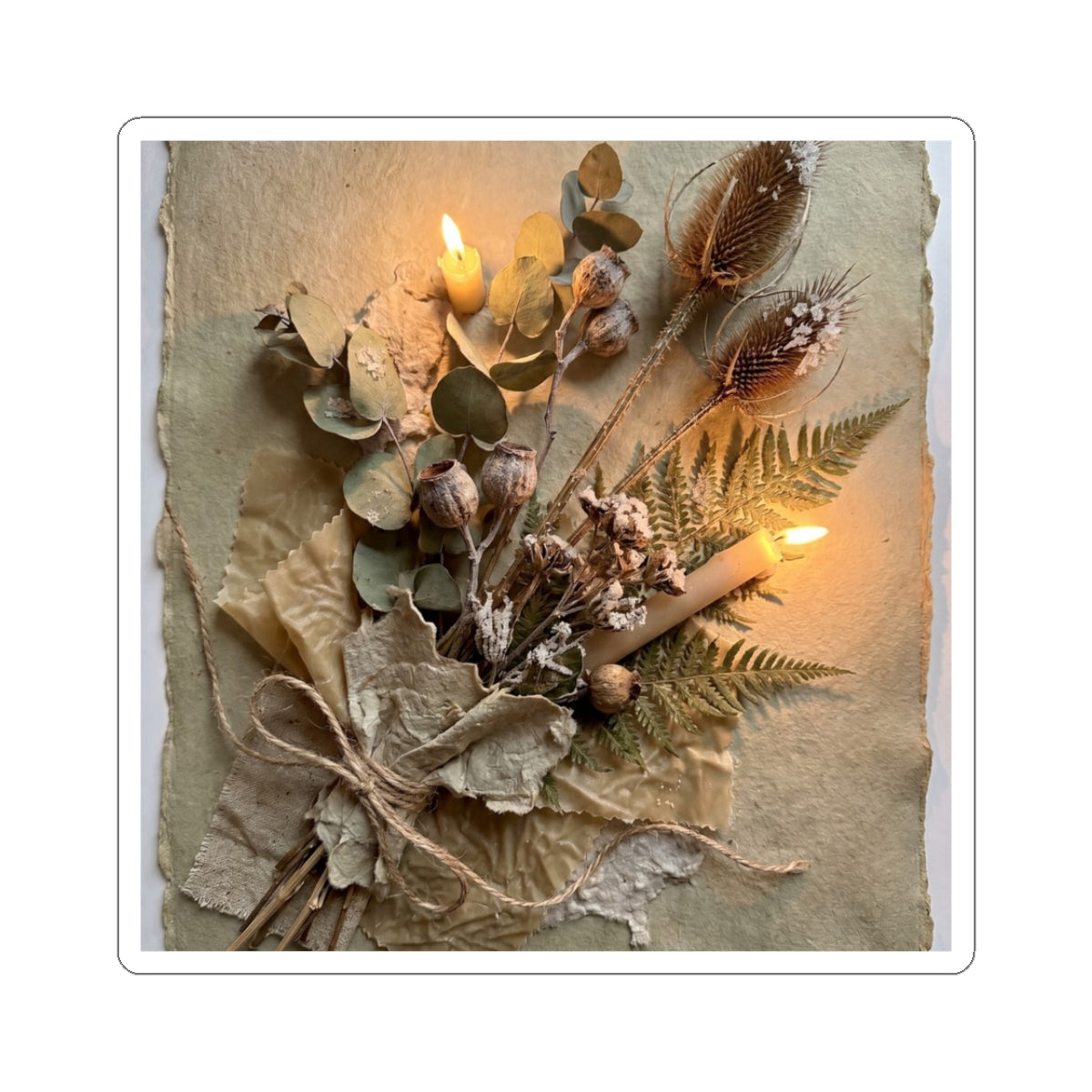 Dried Flowers Winter Sticker | Japandi Earthy Design
