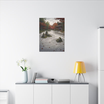 Autumn Rock Garden Ukiyo E Inspired Canvas Art | Peaceful Decor