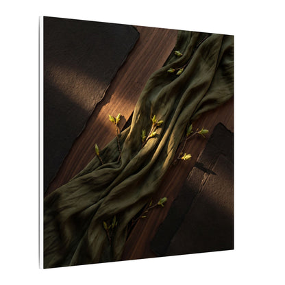 Silk Drape Canvas Art | Spring Dark Japandi Dark Texture Art