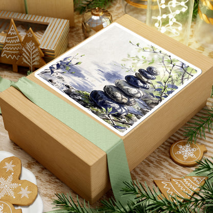 Calm River Stones Sticker - Sumi E Zen