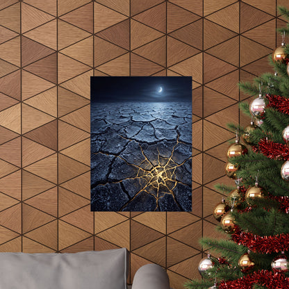 Artful Cracked Earth Wall Art Print - Gold Vein Kintsugi