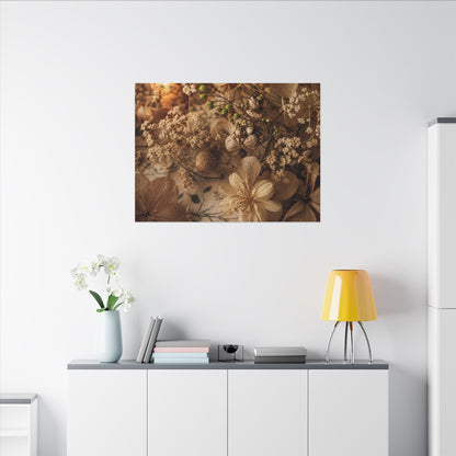 Spring Dried Flowers Japanese Pattern Canvas Art | Earthy Decor