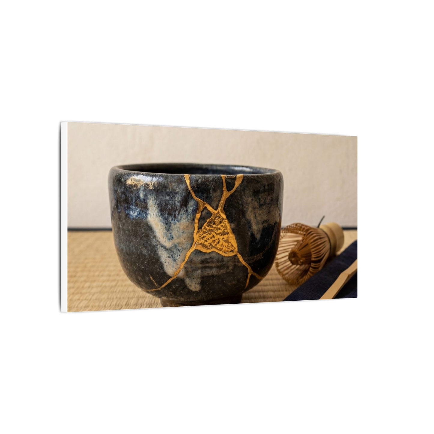 Kanso Tea Ceremony Canvas Art - Kintsugi Gold Vein
