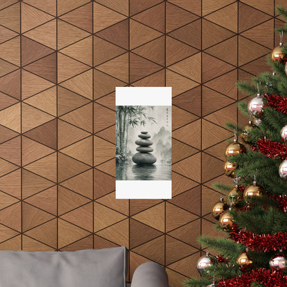 River Stones Sumi E Wall Art Print | Tranquil Zen Art
