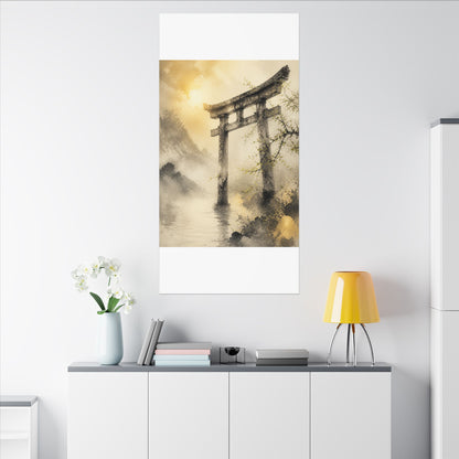 Spring Torii Gate Sumi E Canvas Art | Tranquil Decor