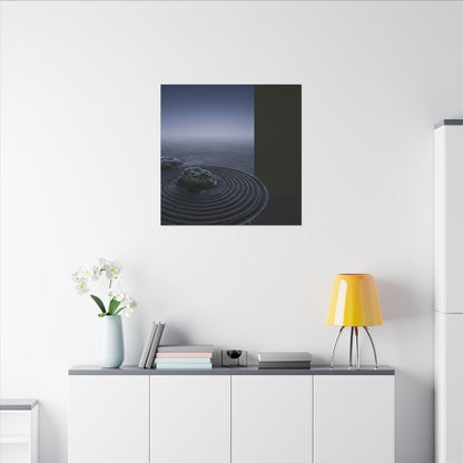 Ma Rock Garden Canvas Art - Dark Japandi Moody Minimal