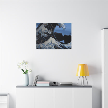 Ocean Wave Canvas Art | Winter Kintsugi Gold Repair Art