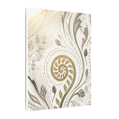 Japandi Fern Unfurling in Golden Hour | Japanese Pattern Canvas Art