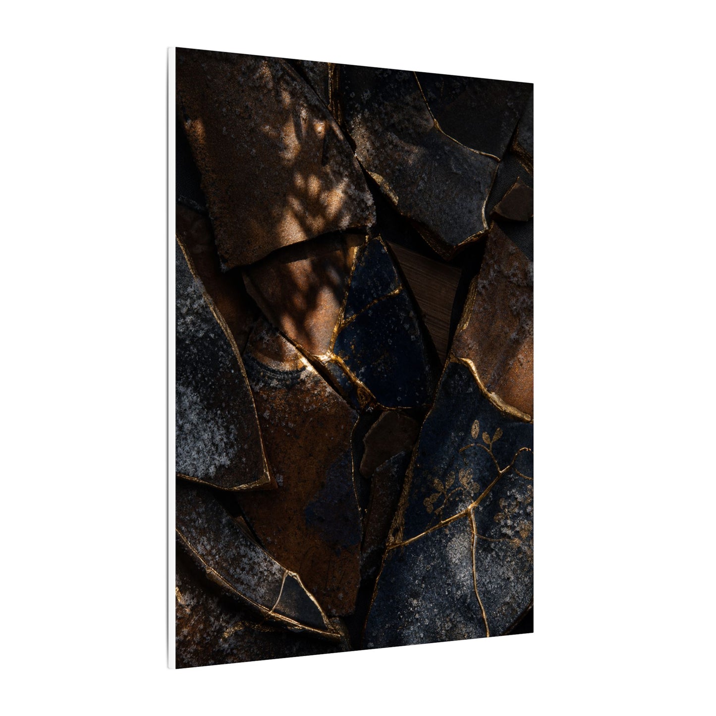 Fukinsei Broken Pottery Canvas Art - Dark Japandi Dark Texture