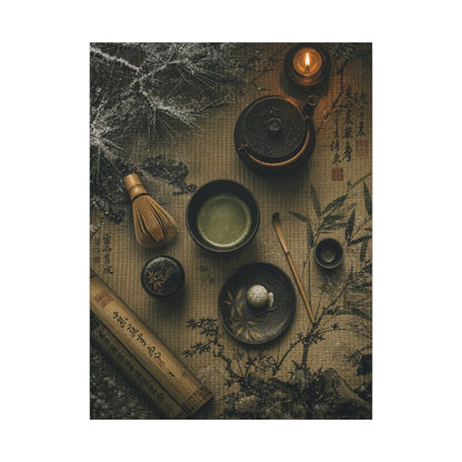 Tea Ceremony Canvas Art | Winter Zen Ukiyo E Inspired Art