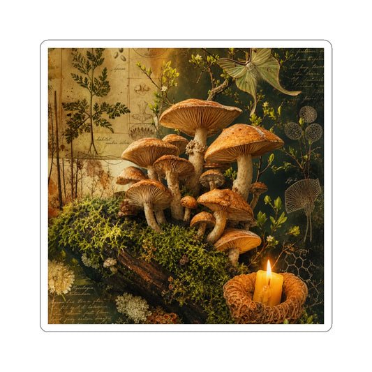 Candlelight Wild Mushrooms Sticker - Cottagecore Datsuzoku