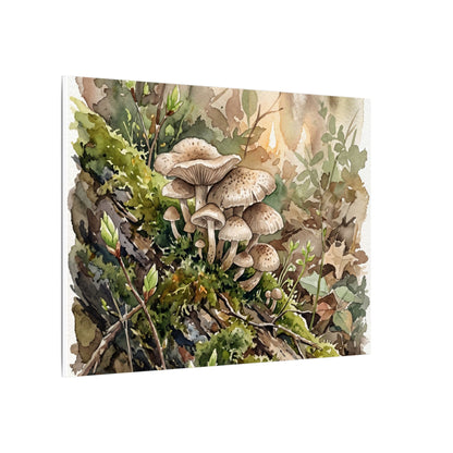 Wild Mushrooms Canvas Art | Spring Japandi Watercolor Art