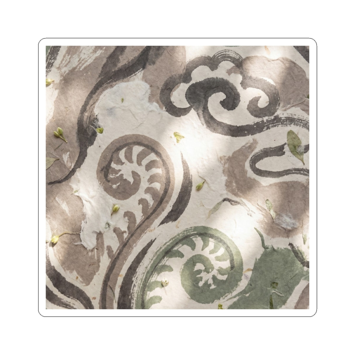 Spring Ink Brushstroke Japanese Pattern Sticker | Earthy Decor Art Print