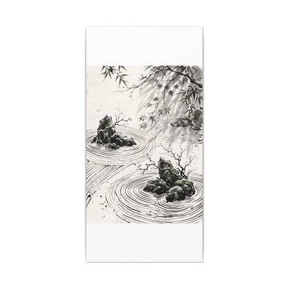 Rock Garden Canvas Art | Winter Zen Sumi E Art