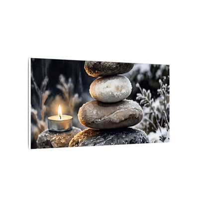River Stones Canvas Art | Winter Japandi Watercolor Art
