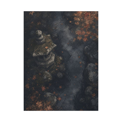 Stone Lantern Canvas Art | Autumn Japandi Texture Art