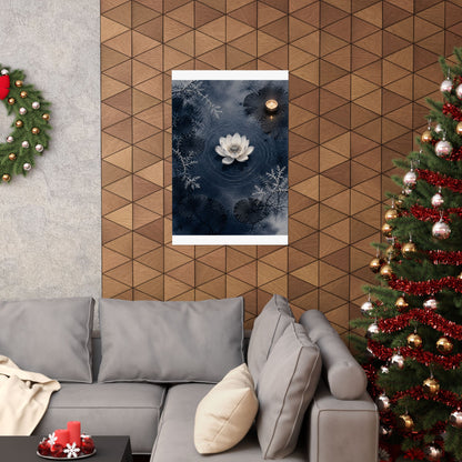 Lotus Flower Wall Art Print | Winter Zen Sumi E Art