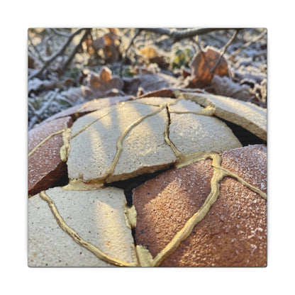 Broken Pottery Crackle Gold Canvas Art | Healing Kintsugi Art