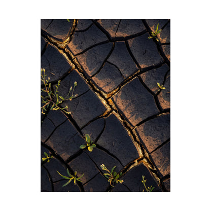 Cracked Earth Gold Vein Wall Art Print | Philosophical Kintsugi Art