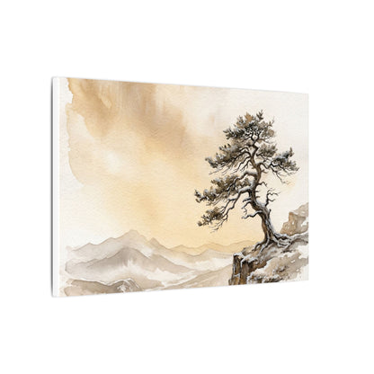 Pine Tree Canvas Art | Winter Japandi Watercolor Art