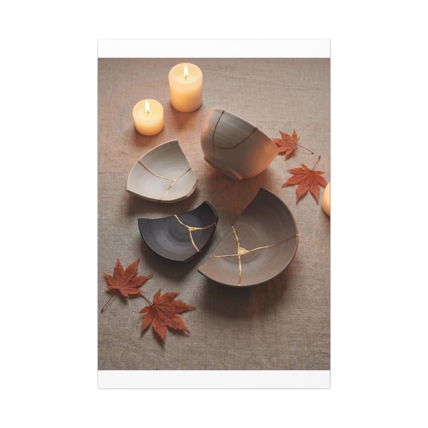 Candlelight Broken Pottery Canvas Art - Japandi Ma