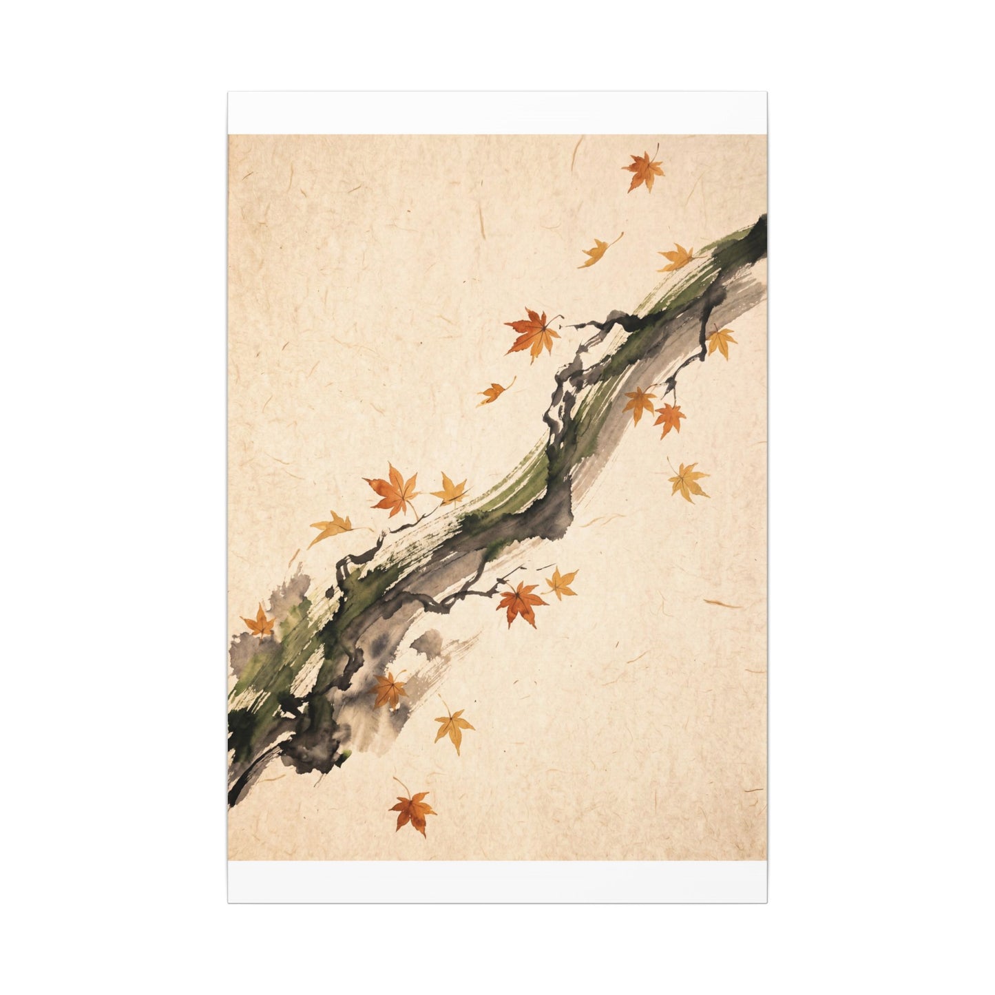 Ink Brushstroke Autumn Canvas Art | Zen Calm Design