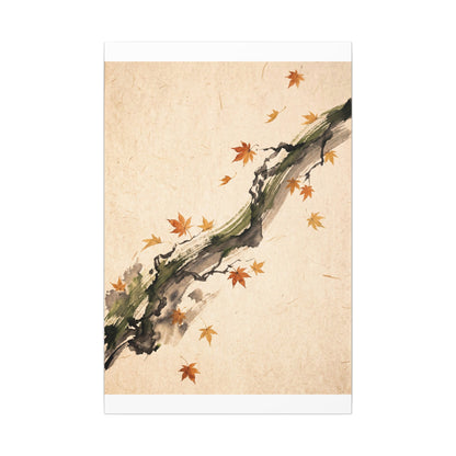Ink Brushstroke Autumn Canvas Art | Zen Calm Design